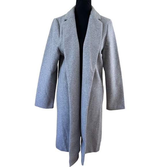 Zara Women’s Gray Mid- Length Open Front Wool Like Overcoat With Pockets Size XL - Picture 7 of 7